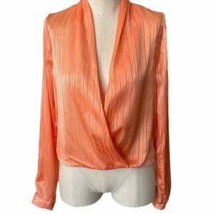 Lovers + Friends REVOLVE Deep V Neck Draped Long Sleeve Blouse size M
